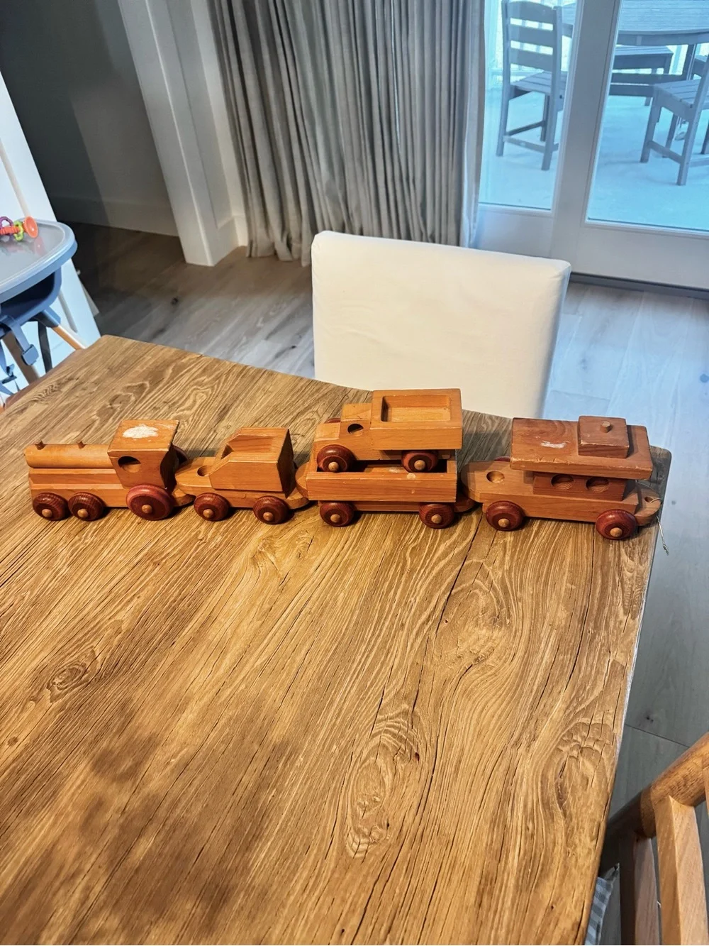 Vintage Montgomery Schoolhouse Wooden 5 Piece Train Large